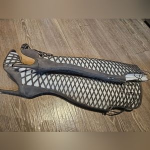 Vince Camuto grey suede thigh high sandal heels